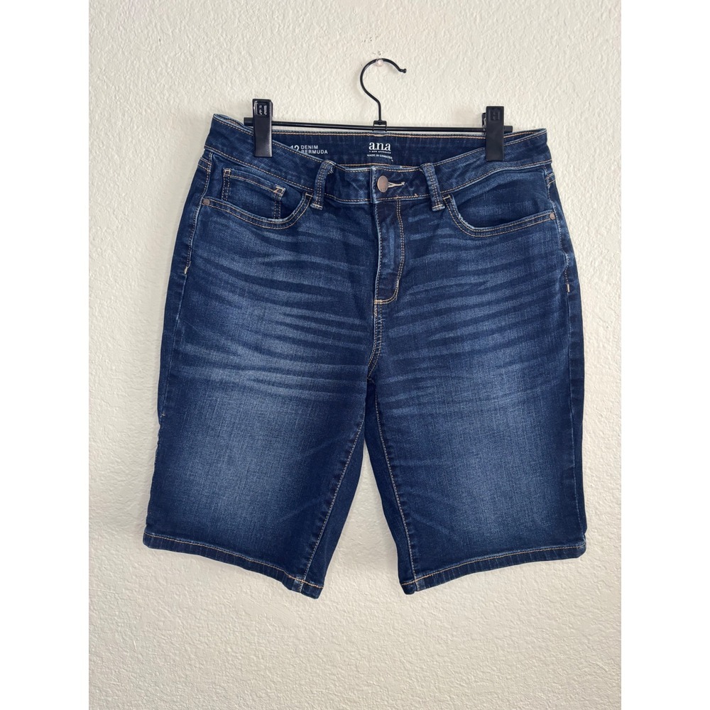 a.n.a Denim Bermuda Shorts 12 Excellent Dark Wash Stretch Mid Rise Long Shorts